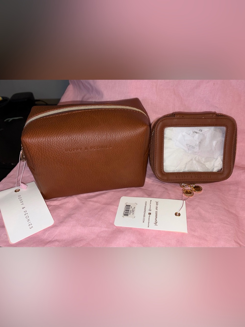 Poppy and Peonies Chestnut Cosmetic and I See You Cases